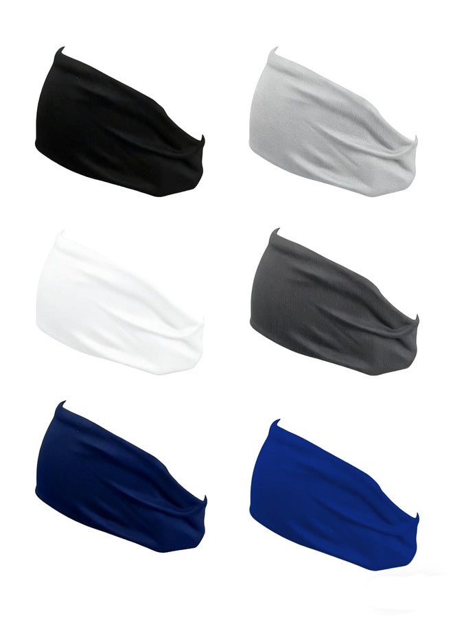 Nextpal 6 Pcs Sweat Wicking Headband for Men, Moisture Wicking Sports Headbands for Running Cycling Football and Basketball, Stretchy Workout Sweatbands for Long Hair Fitness Head Bands - Image 1